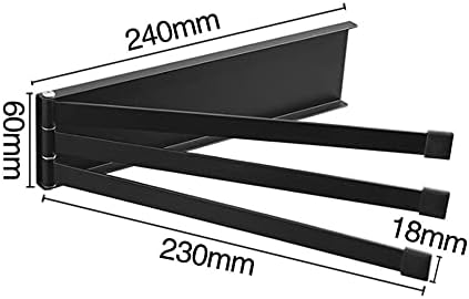 Black Towel Rail Wall-Mounted Foldable Hanger Bathroom Organizer