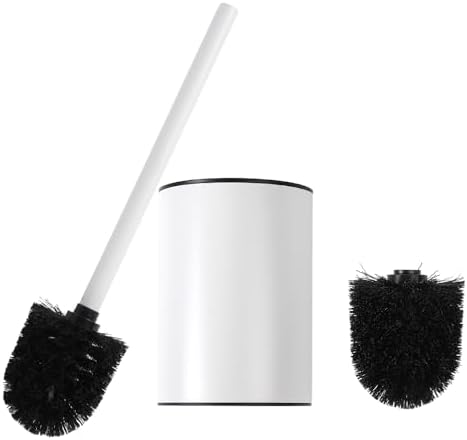 Loyled Compact Toilet Brush Holder Durable RV Bathroom Scrubber White with Hidden Design