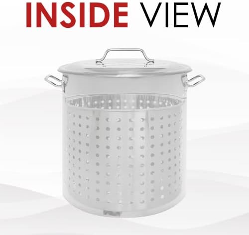 Concord 80 Quart Stainless Steel Stock Pot with Steam Basket