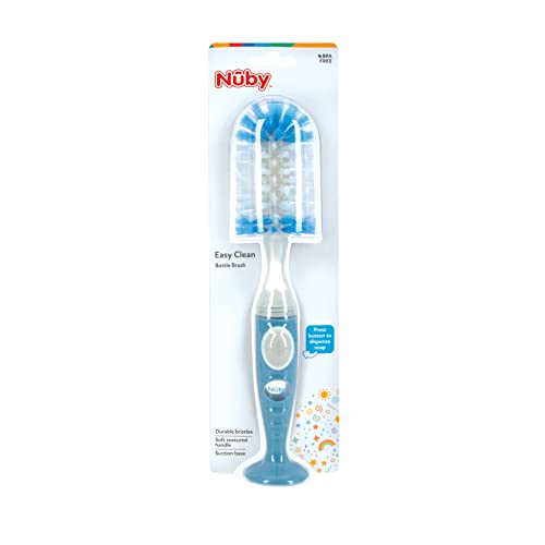 Nuby Easy Clean Dispensing Bottle Brush with Textured Handles and Suction Base