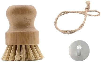 Bamboo Dish Brush Set with Hook for Cleaning Dishes and Vegetables