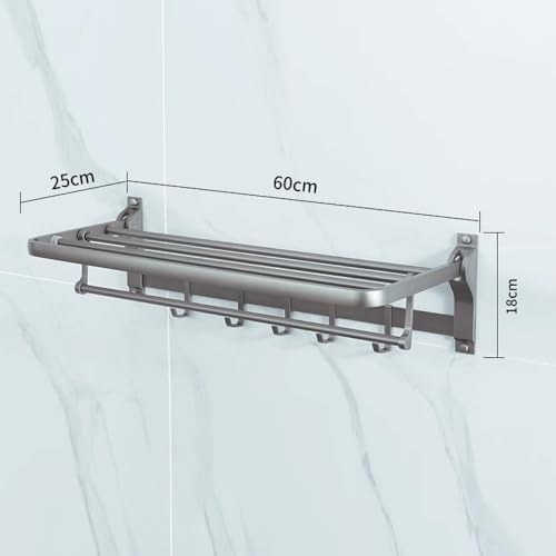 Aluminum Towel Rack Wall-Mounted Towel Holder 60cm