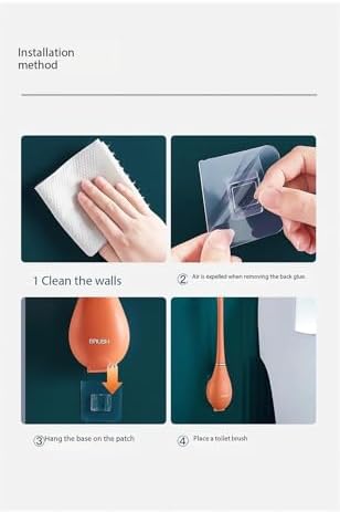 XVESOY Silicone Toilet Brush and Holder Set for Home Orange
