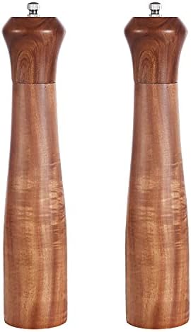 KKC HOME ACCENTS Wooden Salt Pepper Mill Set Acacia Wood 10 Inch