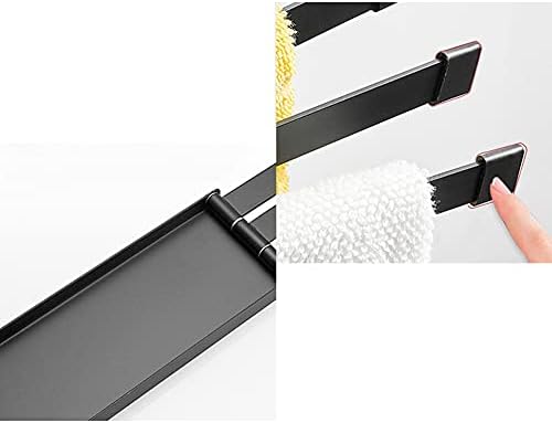 Black Towel Rail Wall-Mounted Foldable Hanger Bathroom Organizer