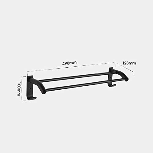 LUCEAE Double Towel Rack with Aluminum Matte Black Finish 49Cm
