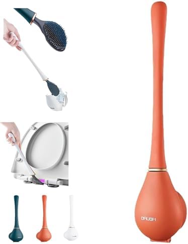 XVESOY Silicone Toilet Brush and Holder Set for Home Orange