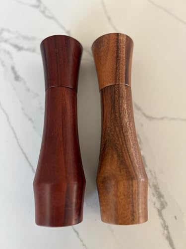 8-Inch Salt and Pepper Grinder Set Refillable Acacia Wood Mills