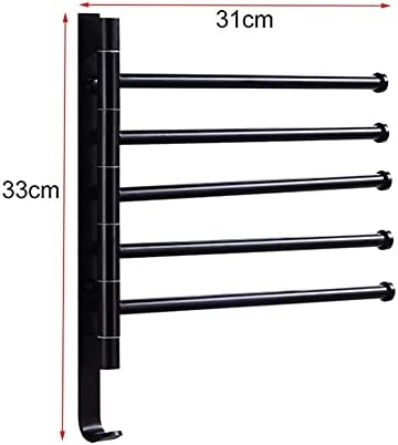 LUCEAE 5 Layer Towel Rack Black with Hooks Wall Mounted