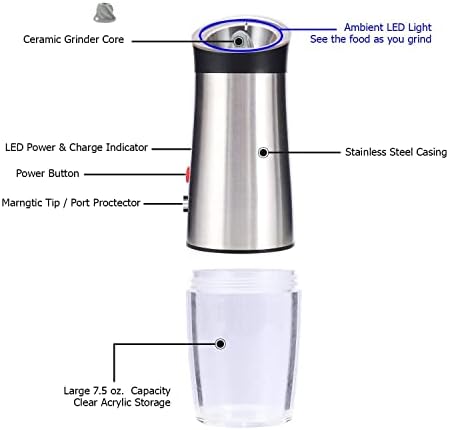 Rechargeable Salt and Pepper Grinder Set with Magnetic USB Cable