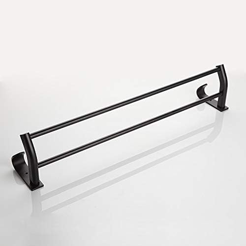LUCEAE Double Towel Rack with Aluminum Matte Black Finish 49Cm