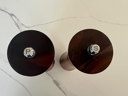 8-Inch Salt and Pepper Grinder Set Refillable Acacia Wood Mills