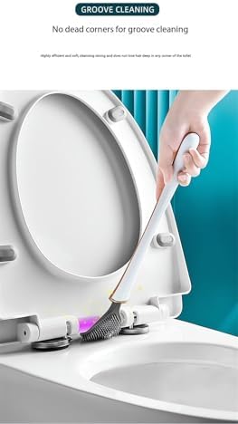 XVESOY Silicone Toilet Brush and Holder Set for Home Orange
