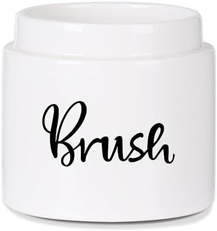 Ceramic Dish Brush Holder Farmhouse Kitchen Scraping Stand White