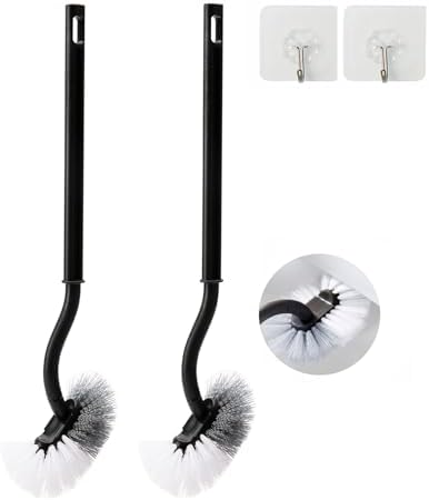 2Pack Curved Toilet Brush Without Holder Durable Deep Cleaner for Bathroom