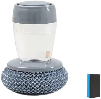 Kitchen Soap Press Dispensing Palm Brush with Dish Soap Dispenser