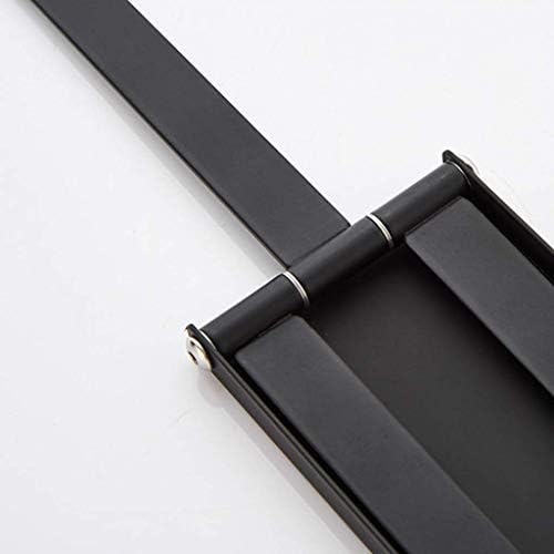 Black Folding Towel Rail with Rotating Iron Bars No Drilling Bathroom Towel Holder