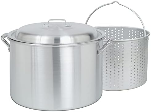 Bayou Classic 4020 20-qt Aluminum Stockpot with Basket Secure Handling Steaming lid