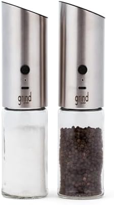 Grind Gourmet - Electric Salt Pepper Grinder Set USB Rechargeable Stainless Steel
