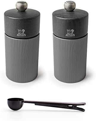 Stylish Salt Pepper Mill Set with stainless steel scoop French Made