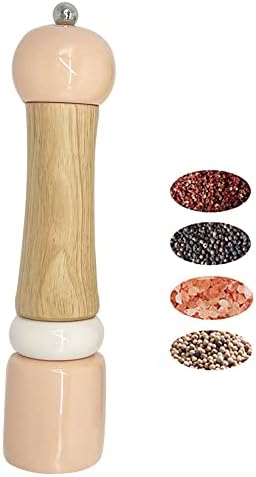 Peach Slice Manual Salt Pepper Grinder Set - 10 Wooden Salt Pepper Mill Set