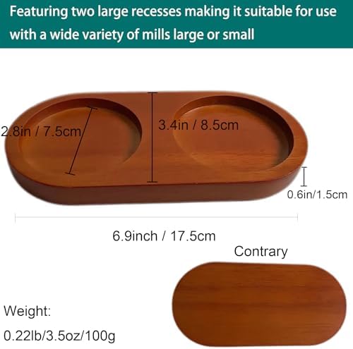 Salt and Pepper Mill Tray Rubberwood Holder for Grinders