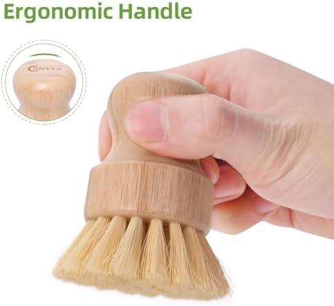 Bamboo Wok Brush Set - 6 Pieces Natural Handle Durable Bristles