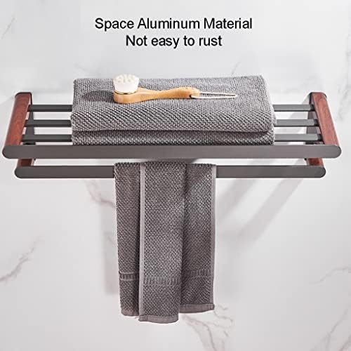 Sturdy Gray Bathroom Towel Holder Wall-Mounted Towel Rack for Bathroom Use