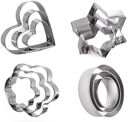 12-Piece Stainless Steel Cookie Cutters Set Durable Safe for Baking decorating