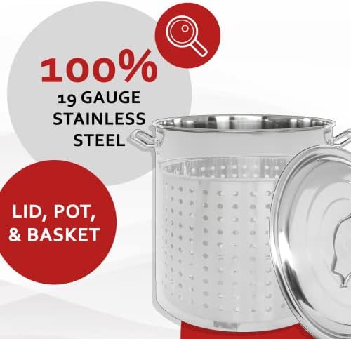 Concord 80 Quart Stainless Steel Stock Pot with Steam Basket