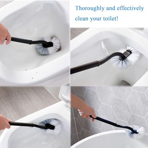 2Pack Curved Toilet Brush Without Holder Durable Deep Cleaner for Bathroom