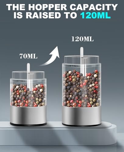 Salt Pepper Grinder Set - Effortlessly Grind 2-Pack Silver