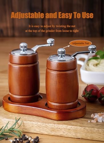 Adjustable Wooden Salt Pepper Mill Set