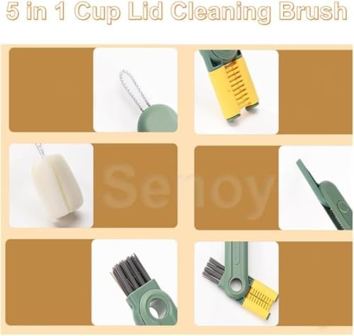 5-in-1 Cup Lid Cleaning Brush Set Green