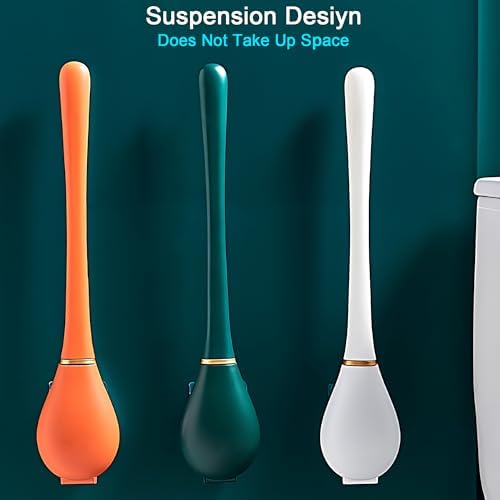 2025 New Smooth Silicone Toilet Brush Set Wall-Mounted for Home Bathroom