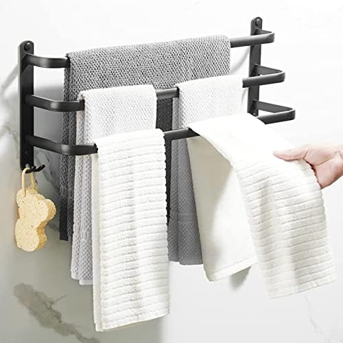 LUCEAE 3 Tier Towel Rack Wall Mount Black 30Cm