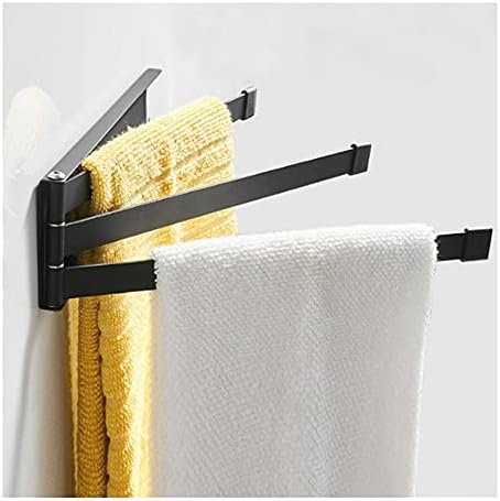 Black Towel Rail Wall-Mounted Foldable Hanger Bathroom Organizer