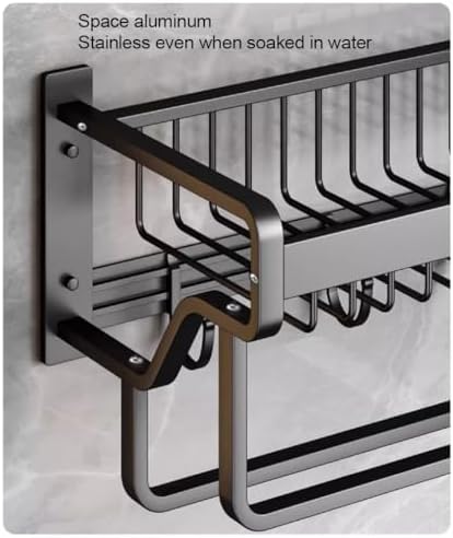 ANNBKA Wall-Mounted Aluminum Towel Shelf 57cm Gray Efficient Storage Practical Design