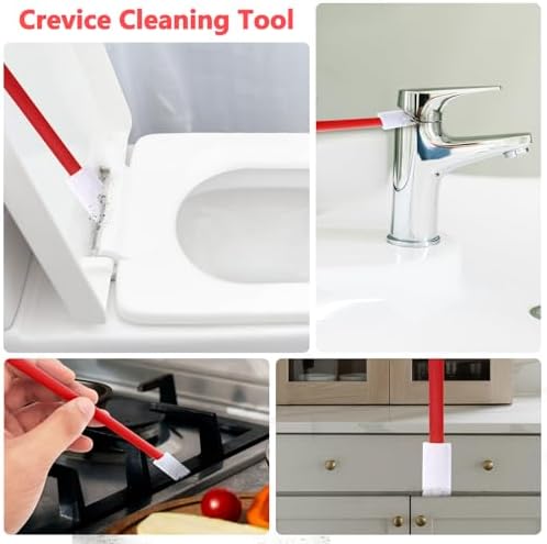 40-Piece Disposable Crevice Cleaning Brush Set Red Effortless Waste Reduction