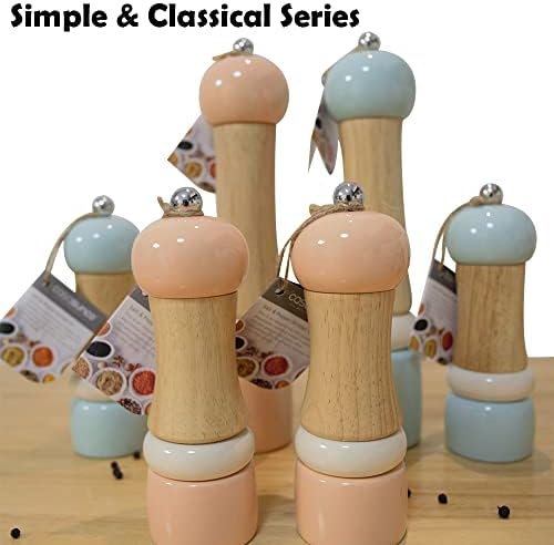 Peach Slice Manual Salt Pepper Grinder Set - 10 Wooden Salt Pepper Mill Set