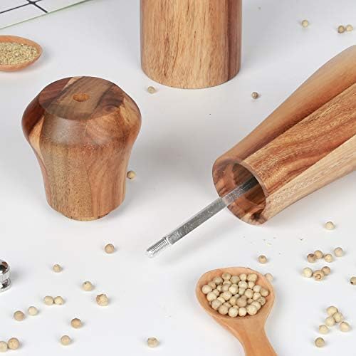 KKC HOME ACCENTS Wooden Salt Pepper Mill Set Acacia Wood 10 Inch