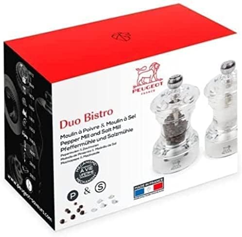 Peugeot Duo Bistro Salt Pepper Mill Set Acrylic Design French Made