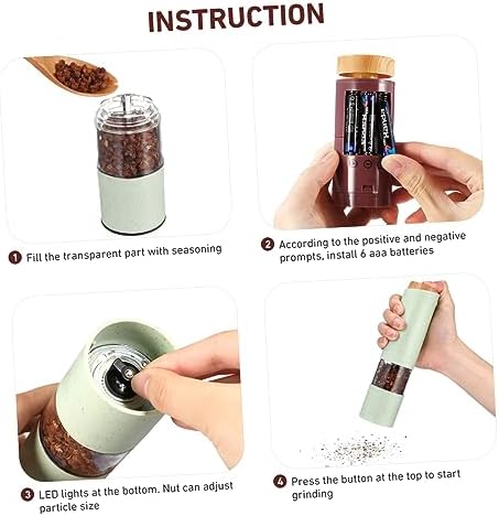 BRIGHTFUFU Electric Salt and Pepper Mill Set with Twist Control and LED Light