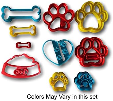Precise 10-Piece Dog Bone and Paw Cookie Cutter Set