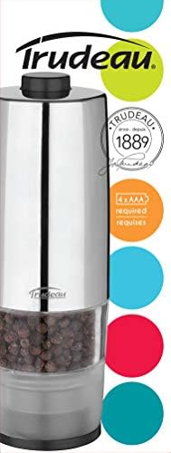 Trudeau One-Hand Battery Operated Pepper Mill Stainless Steel Finish