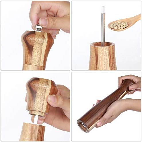 KKC HOME ACCENTS Wooden Salt Pepper Mill Set Acacia Wood 10 Inch