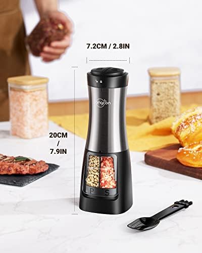 SANGCON 2-in-1 Electric Salt Pepper Mill Set with Dual Spices amasnonSM