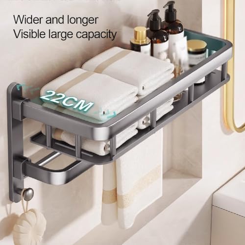 Space-Aluminum Towel Shelf Wall-Mounted 40cm Elegant Bath Towel Holder