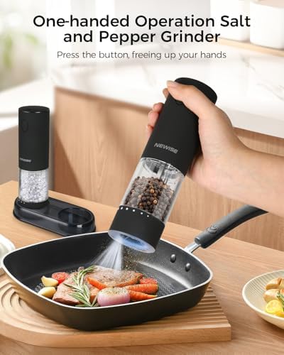 Newise Electric Salt and Pepper Grinder Set Rechargeable LED