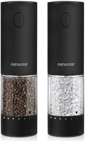 Newise Electric Salt and Pepper Grinder Set Rechargeable LED